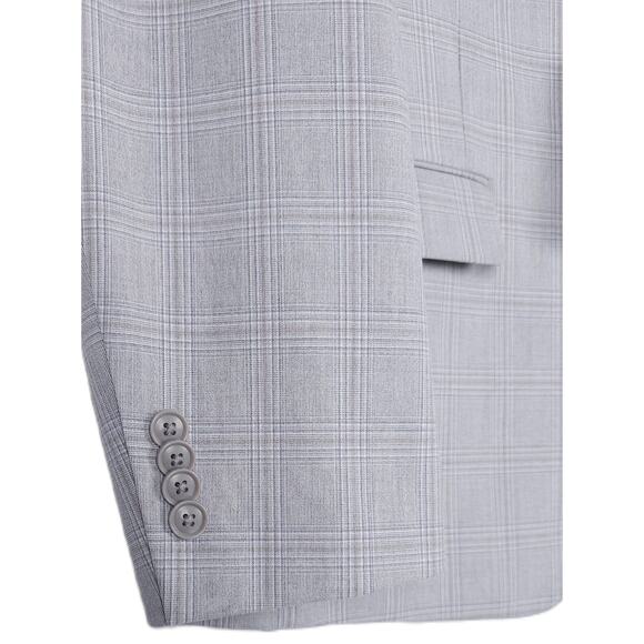 Alfani Men's Slim-Fit Tech Stretch 2-Piece Suit Light Grey Plaid 42R 34x32 NWT - Picture 6 of 13